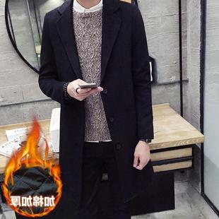 男士 呢子秋季 风衣外套中长款 修身 披风 大衣男韩版 许文强上海滩冬季