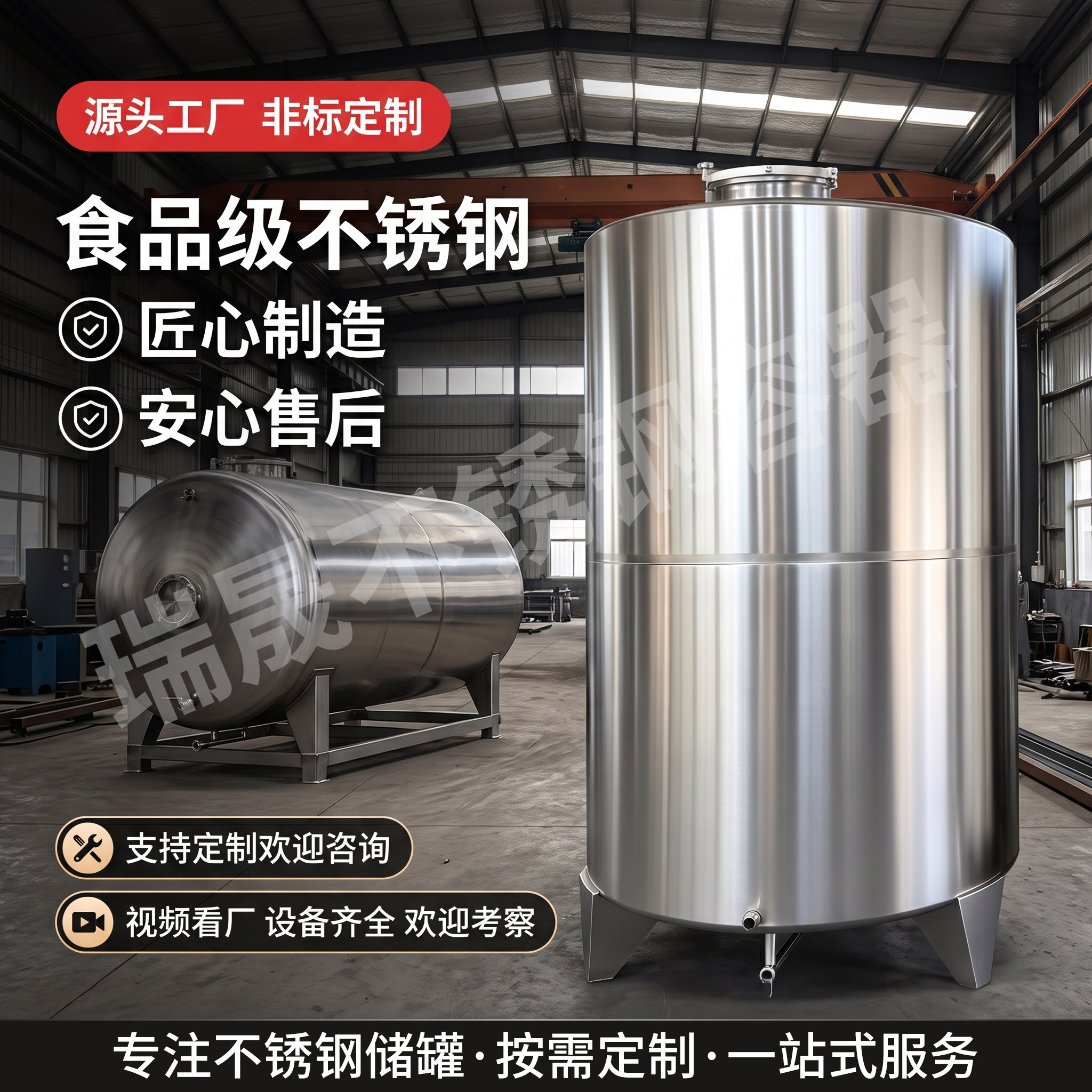 食品级304不锈钢储罐立式储水罐大型工业密封储存罐酒罐化工油罐图片