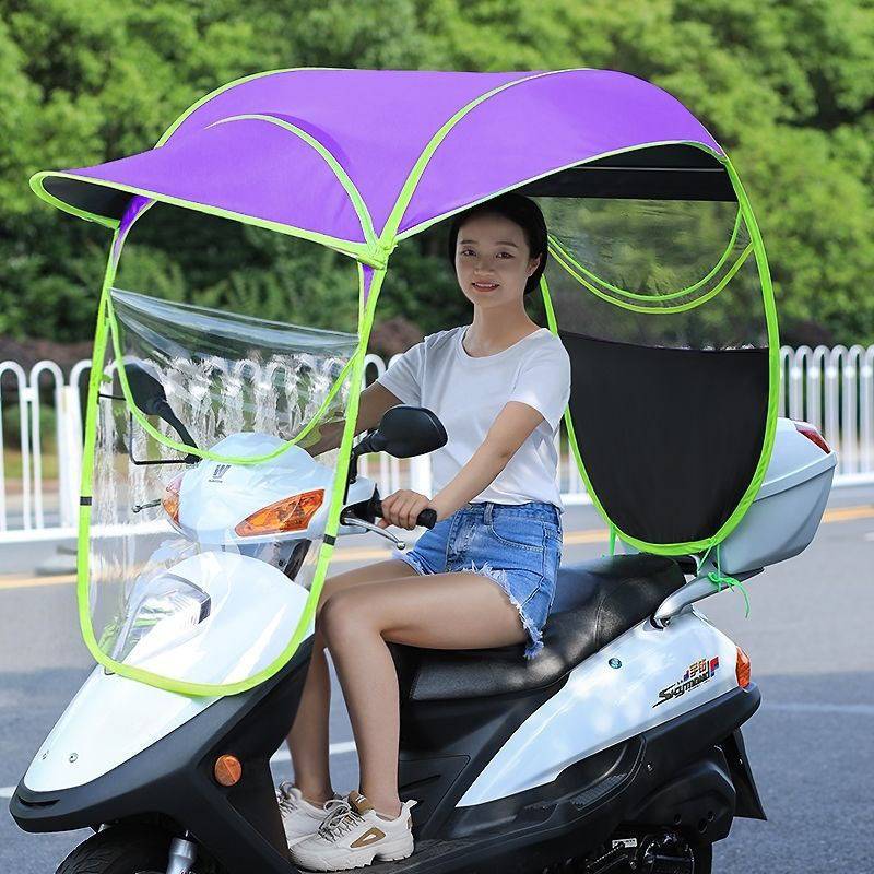 女装么托车挡雨新款电动车雨棚蓬电瓶车伞摩托车防雨防寒黑胶面料