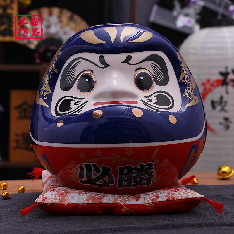 必胜达摩招财摆件日式寿司店开业礼品家居陶瓷储蓄罐存钱