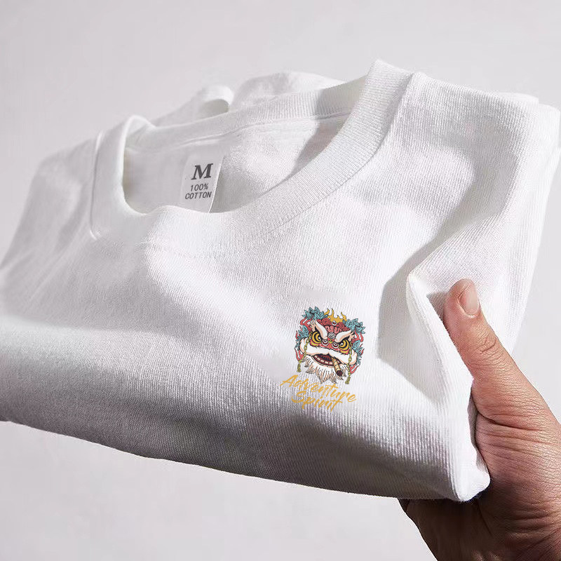 白色男士短袖t恤2025夏季新款纯棉宽松半袖上衣潮流港风休闲体恤