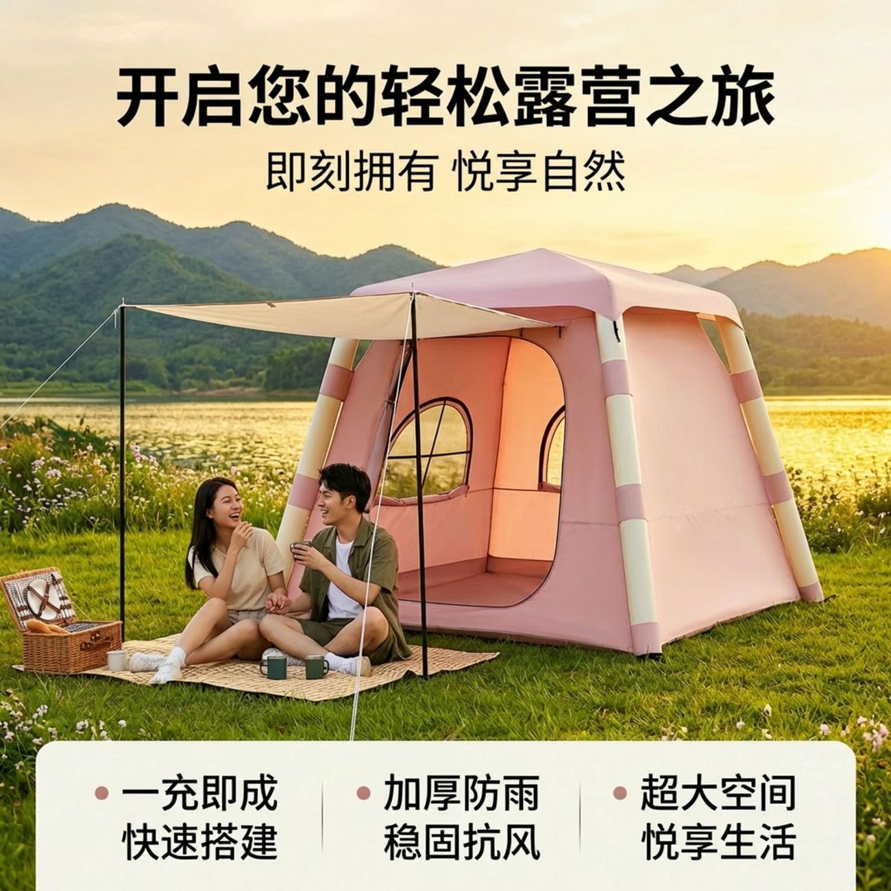 免搭建户外露营充气帐篷