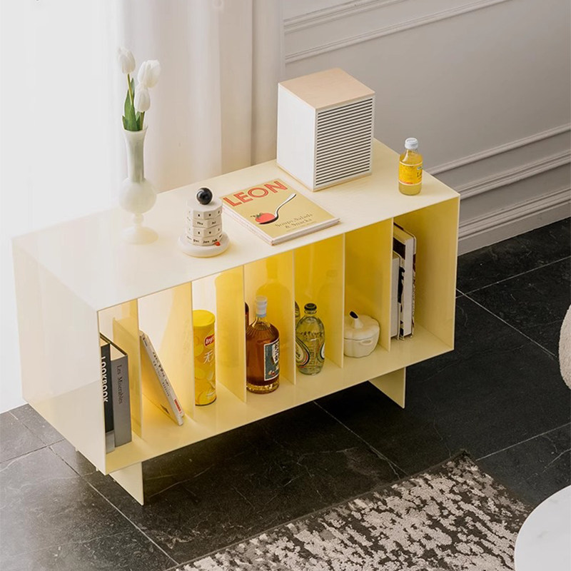 画话亚克力奶油黄书架创意家用杂志架客厅书柜置物架简约收纳架子