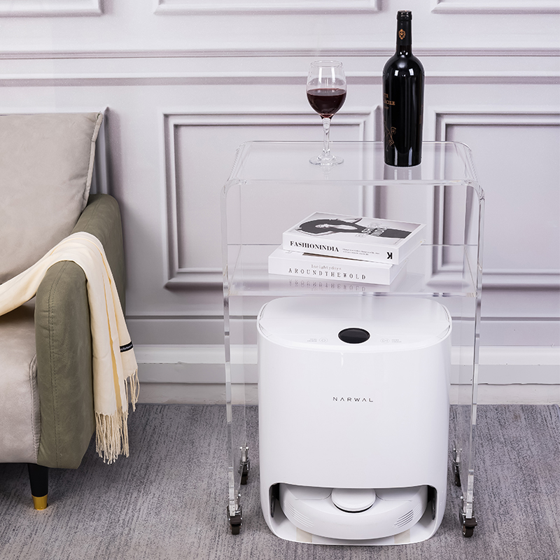 扫地机器人置物架透明边几适用于科沃斯云鲸伴侣石头追觅小米带轮