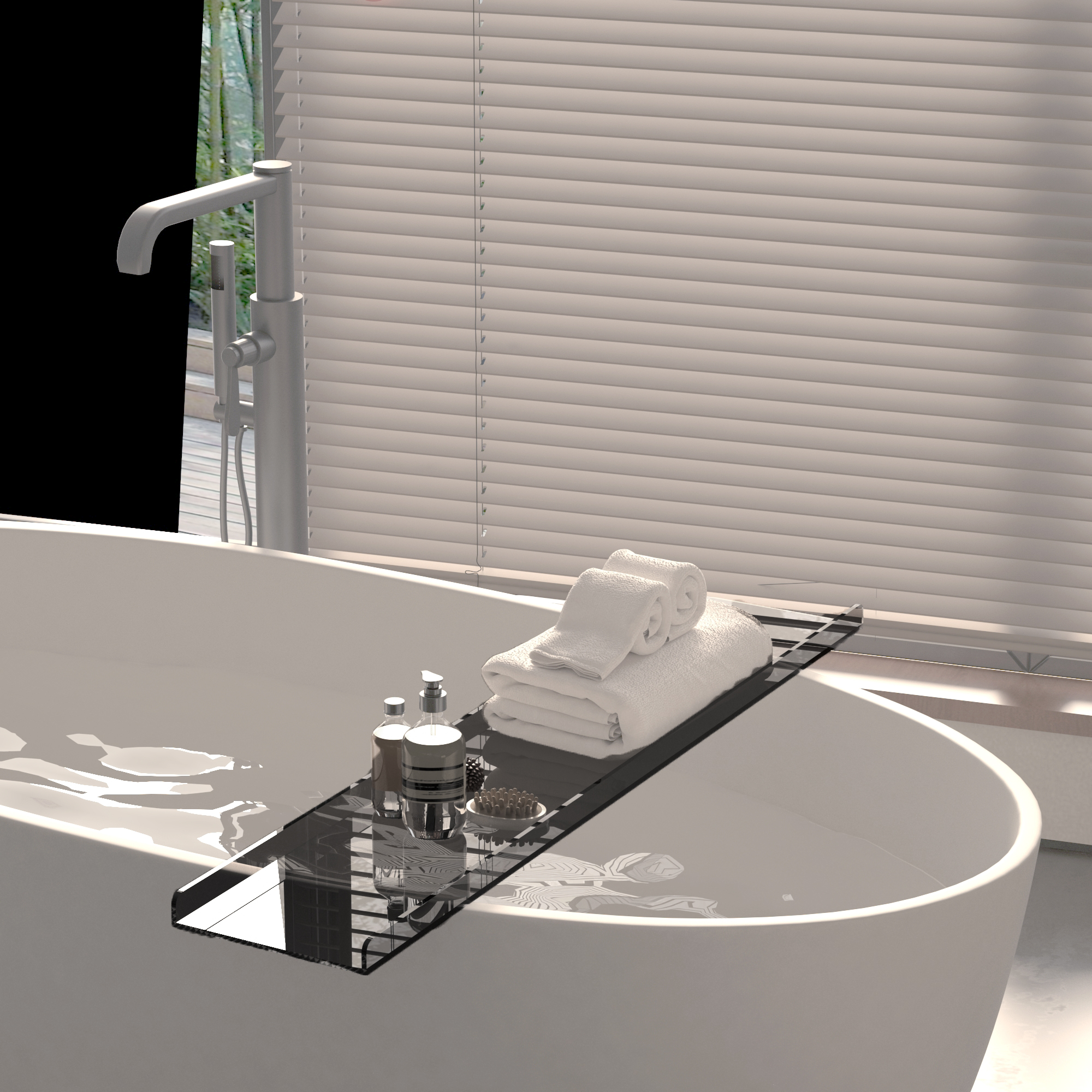 亚克力浴缸置物盘透明收纳酒店轻奢浴室浴桶泡澡神器托盘支架定制