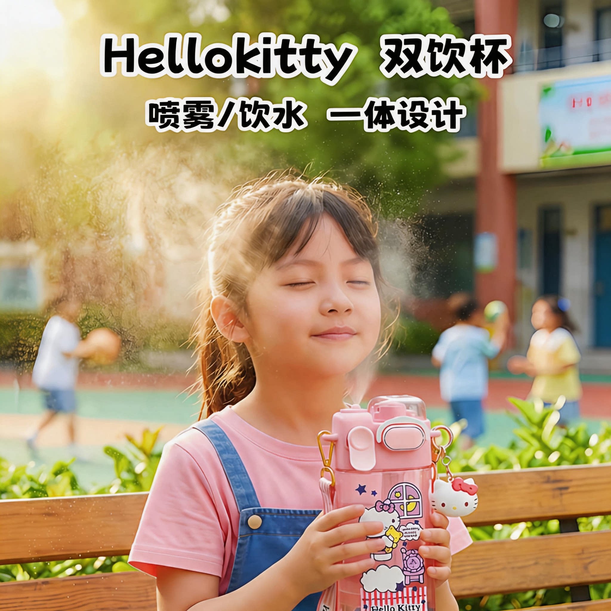 德国Hellokitty喷雾水杯夏日水杯