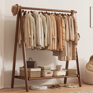 德国knx实木衣架落地挂衣架卧室衣帽架家用简易木质晾衣服架子
