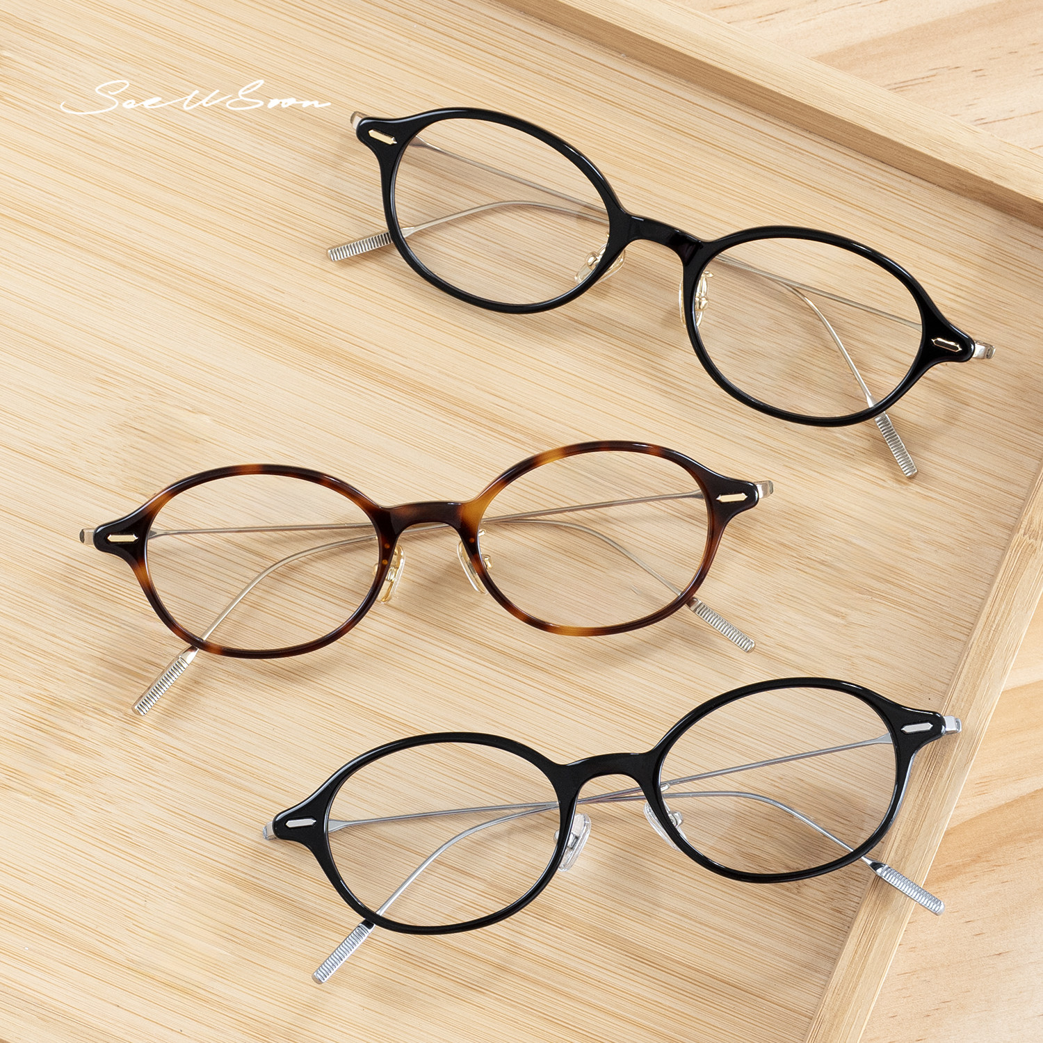 书呆子风眼镜框加高鼻托 超轻&beta;钛结合板材！素颜男女复古椭圆框