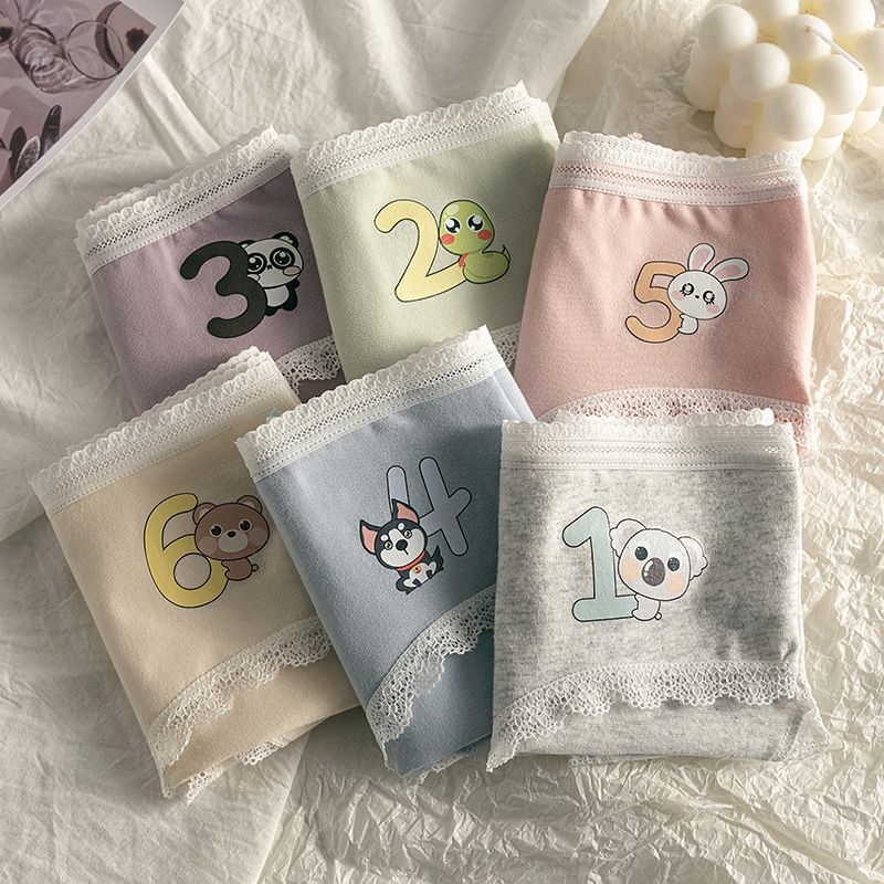 应景女童纯棉卡通抗菌三角内裤初
