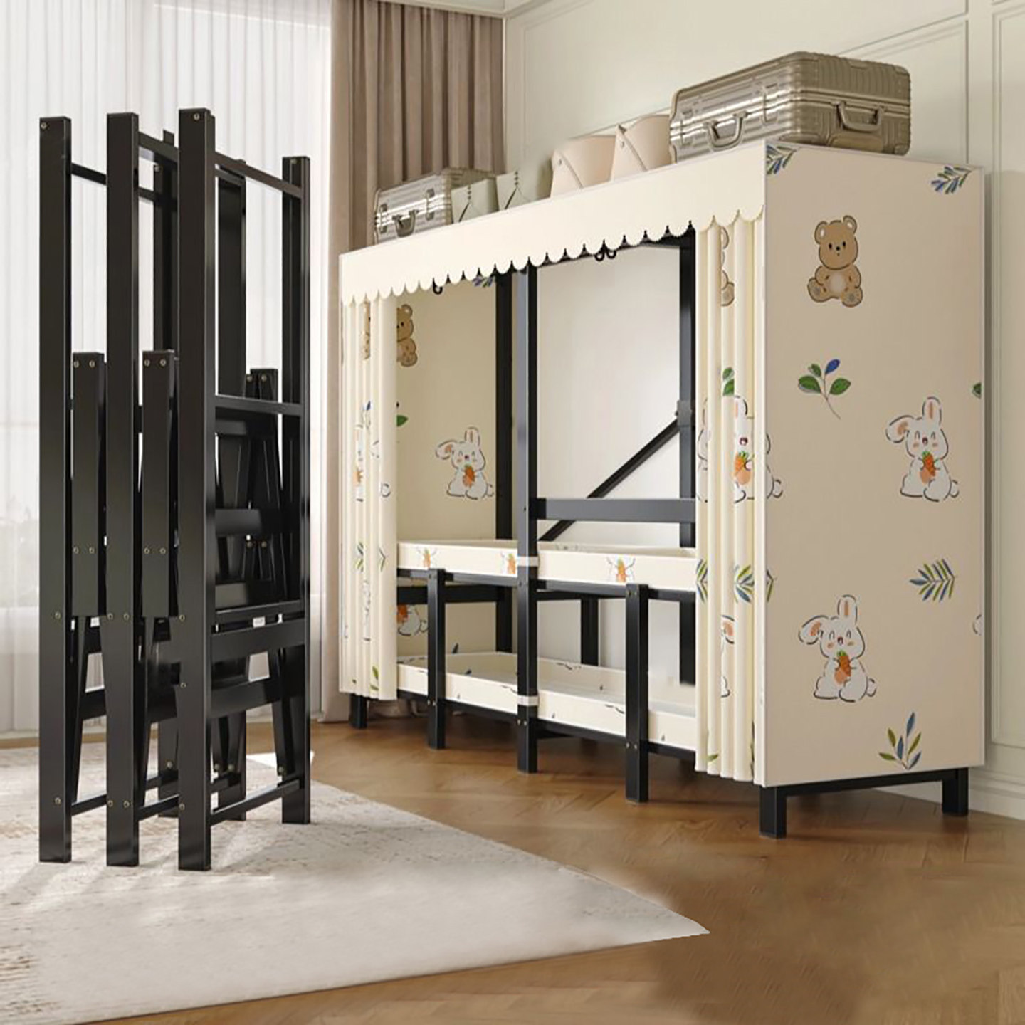 免安装折叠衣柜家用卧室简易衣橱出租屋经济型耐用一体钢架布衣柜
