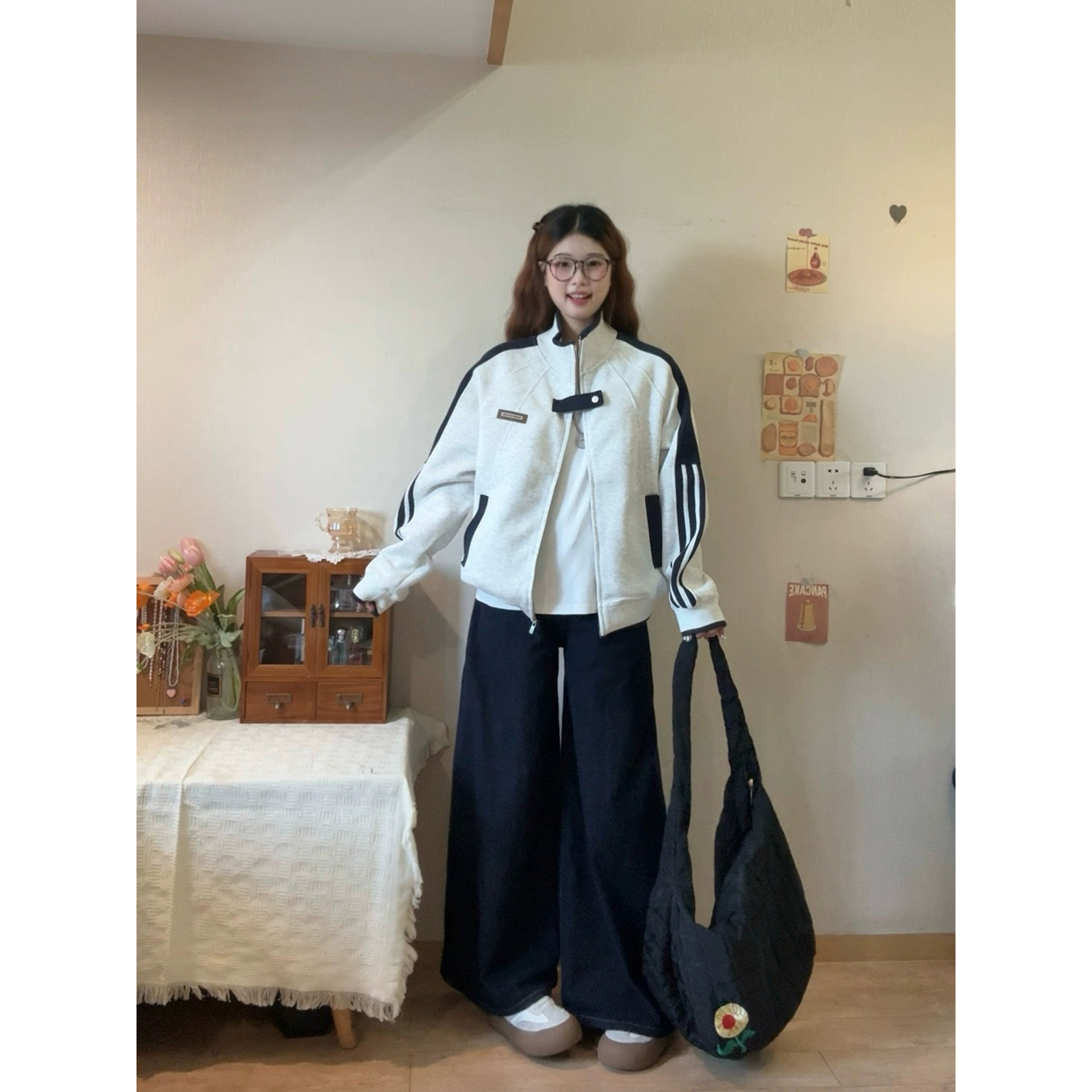 大码美式潮牌卫衣外套女