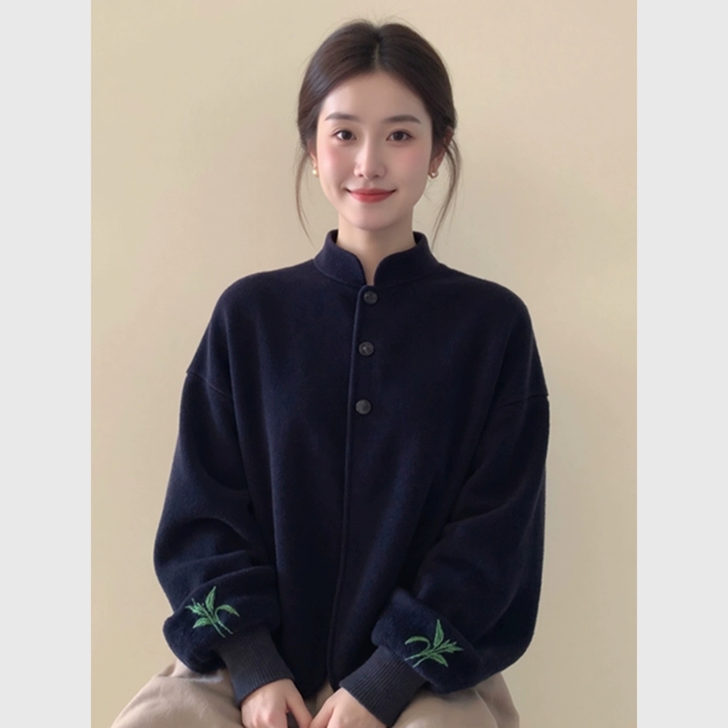 胖mm大码新中式加绒卫衣