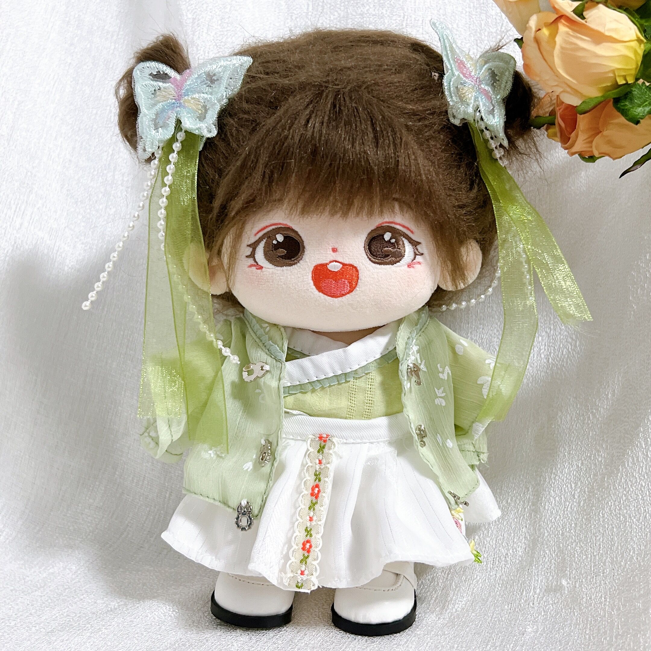 现货20cm娃衣古装旗袍连衣裙发夹20厘米套装玩偶公仔棉花娃娃衣服