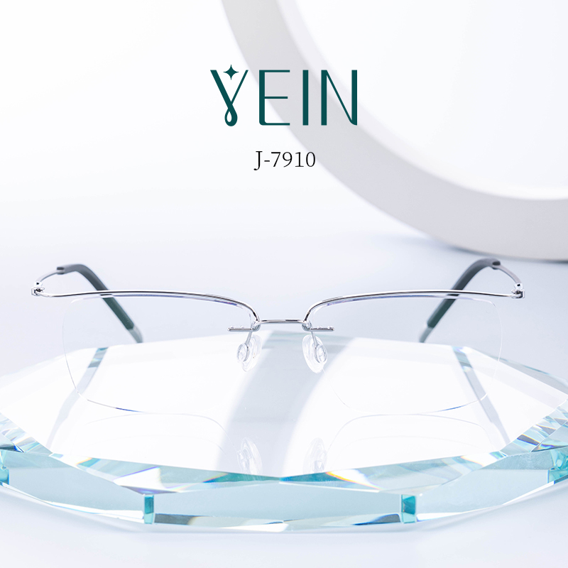 魅影无框眼镜YEIN官方旗舰店简系云台 J7910清透斯文防蓝光近视镜