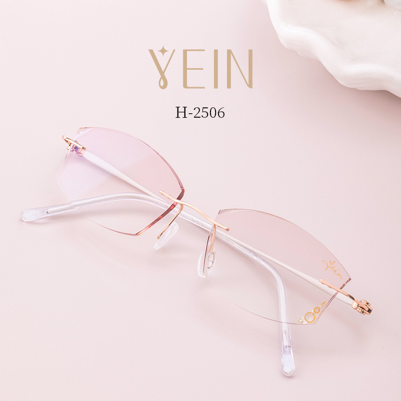 魅影眼镜YEIN官方旗舰店贝爱一生系列H2506近视镜超轻钛架女贝壳