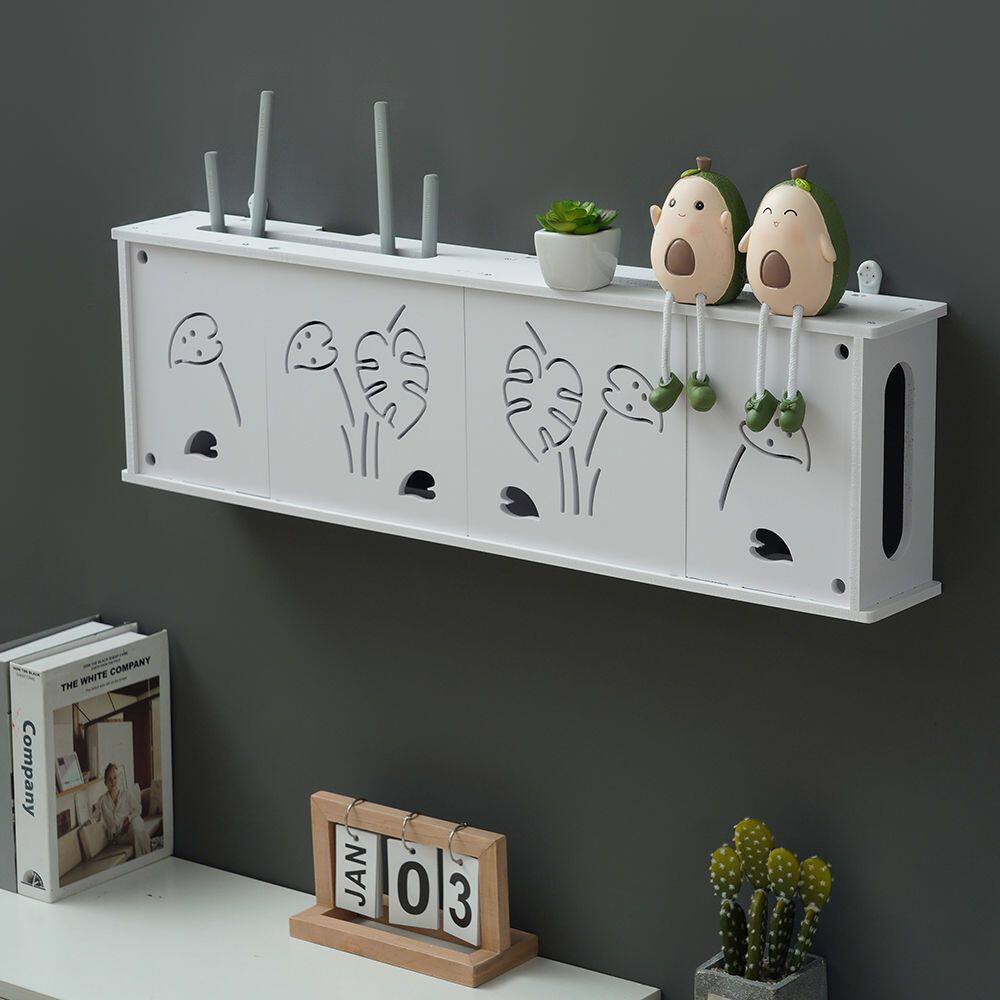 免打孔路由器收纳盒壁挂机顶盒墙上置物架无线wifi盒子媒体箱遮挡