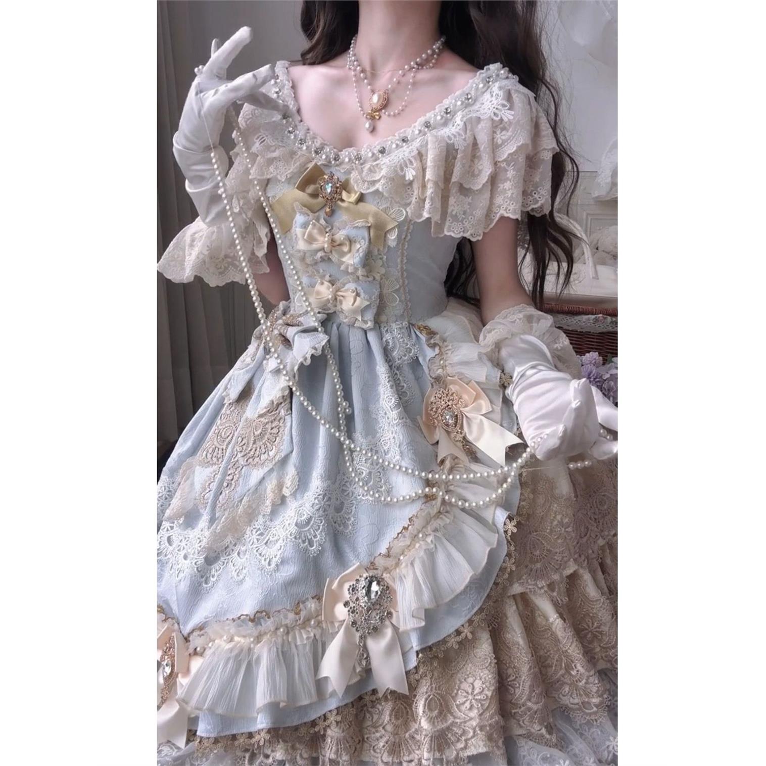 lolita裙子华丽花嫁连衣图片