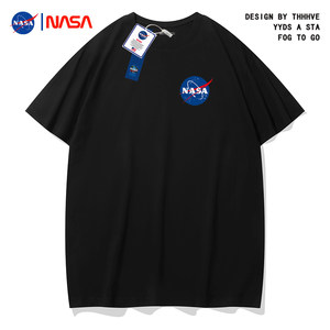 NASA联名款短袖叠T恤男女情侣夏季纯棉短袖T恤青年时尚打底衫cc