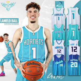 黄蜂队球衣1号三球鲍尔海沃德乌布雷城市版篮球服套装男定制速干