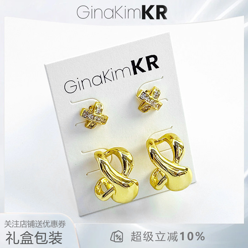金色系不规则耳钉潮流清冷风日韩潮妹耳饰品质高货镶钻高级感小众