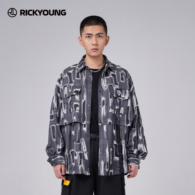 rickyoung22年秋冬首发新品复古肌理男女同款上衣衬衫外套