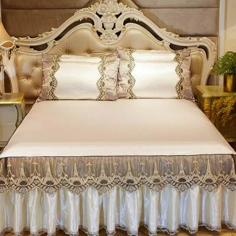 2022新款冰丝凉席床裙三件套公主F风少女心夏凉空调凉席子可机洗