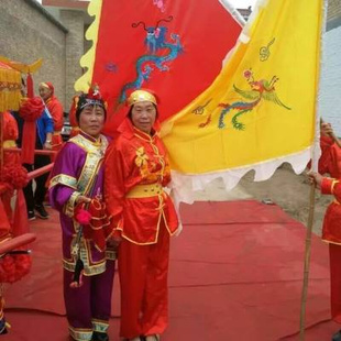 中式婚庆布艺龙凤旗开道旗迎亲龙旗凤旗刺绣彩旗黄罗伞花轿队伍用