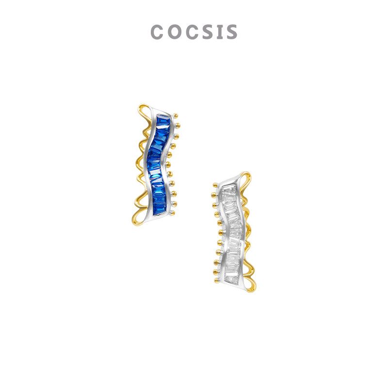[新品]COCSIS海洋绮境海浪不对称金边耳钉高级海边感度假风耳饰