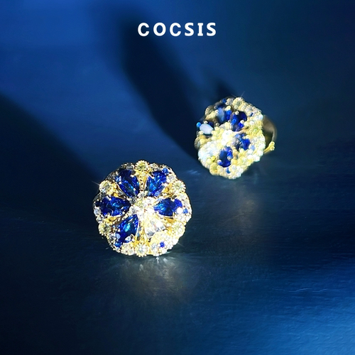 COCSIS蓝星花立体花朵耳环女