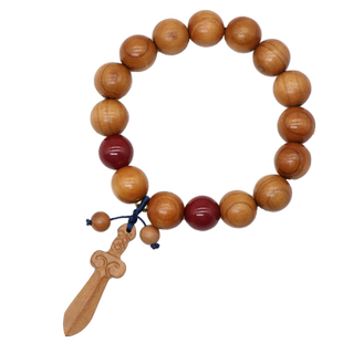 正品野生老桃木剑手串佛珠十年保真朱砂珠护身平安福男女士手链