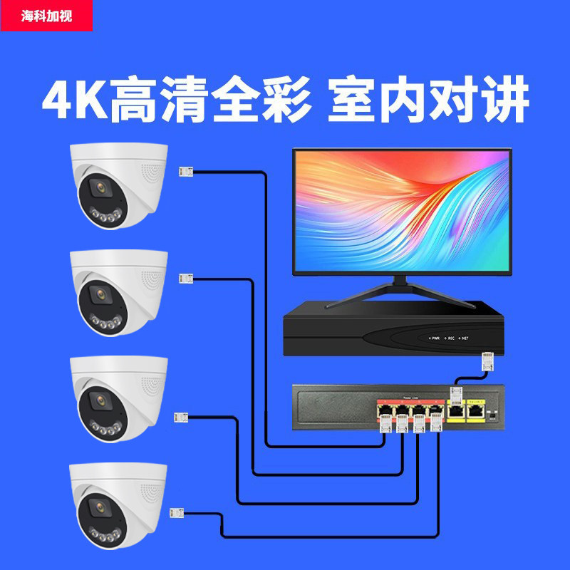 POE监控设备套装全套 监视器全套设备配件 硬碟录影机高清摄影头