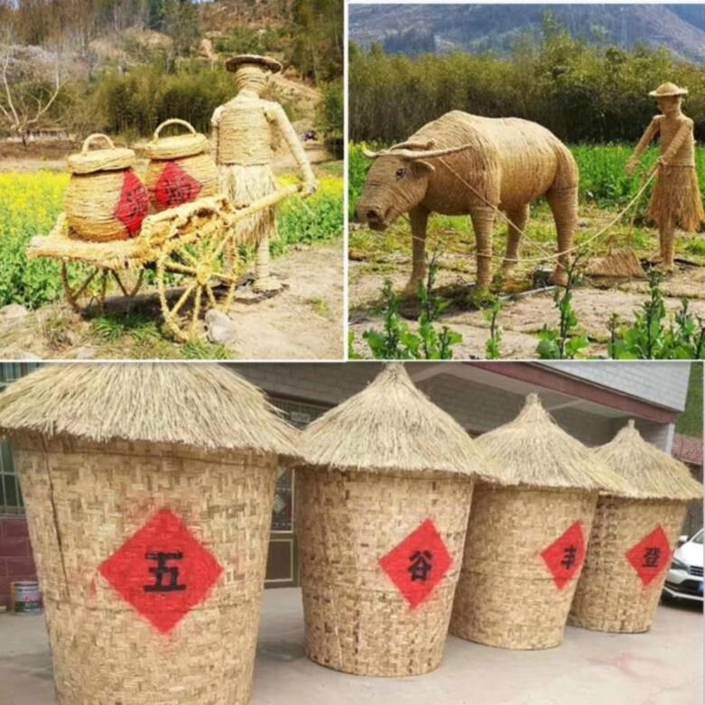 景区打卡仿真稻草人制作火锅店田景观小品/装置艺术