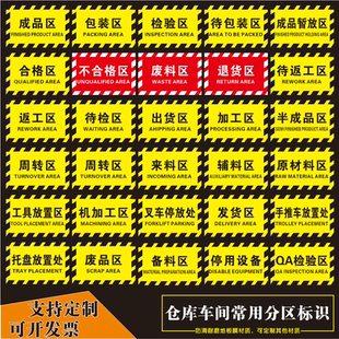 工厂车间加工间仓库地面分区标识贴PVC地贴可定制5S6S7S8S管理成品区原料区推车放置处标识牌标识贴定位地贴