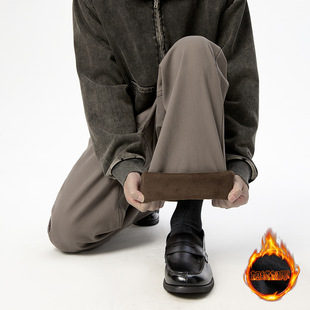 百搭长裤 加绒纯棉休闲裤 宽松直筒加厚男裤 新款 子男 男2025年秋冬季