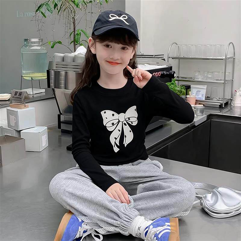 黑色打底衫女童薄款2026新款早春韩版修身中小童内搭长袖t恤厂家