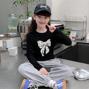 黑色打底衫女童薄款2026新款早春韩版修身中小童内搭长袖t恤厂家