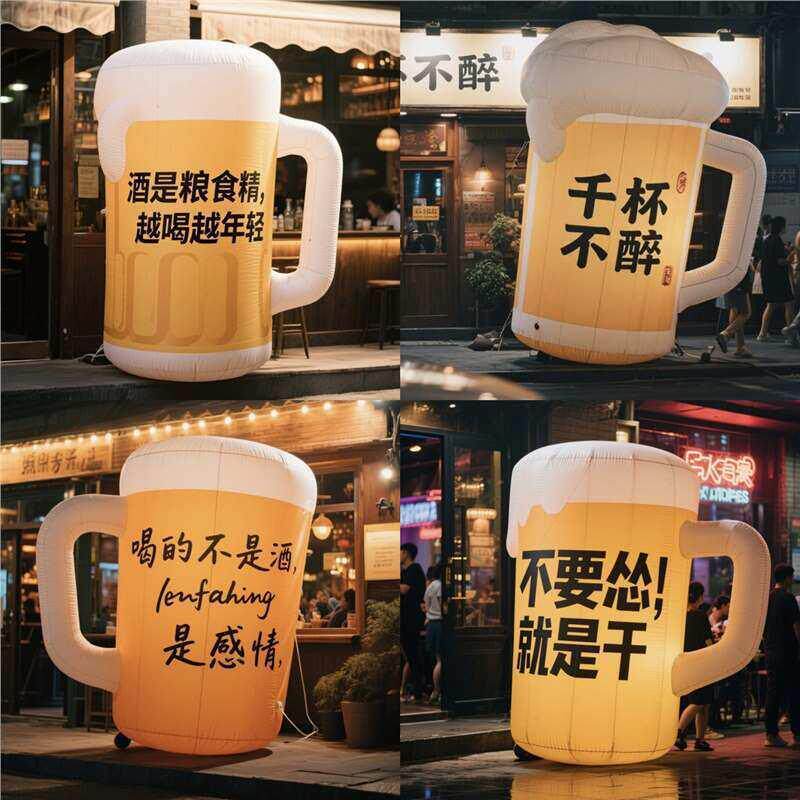 网红充气啤酒气模啤酒瓶模型气模啤酒节活动烧烤装饰道具发光厂家