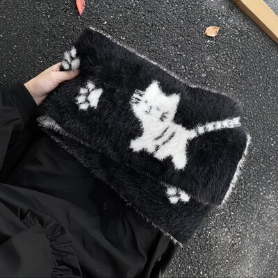 踏雪猫仿貂毛秋冬保暖围巾披肩