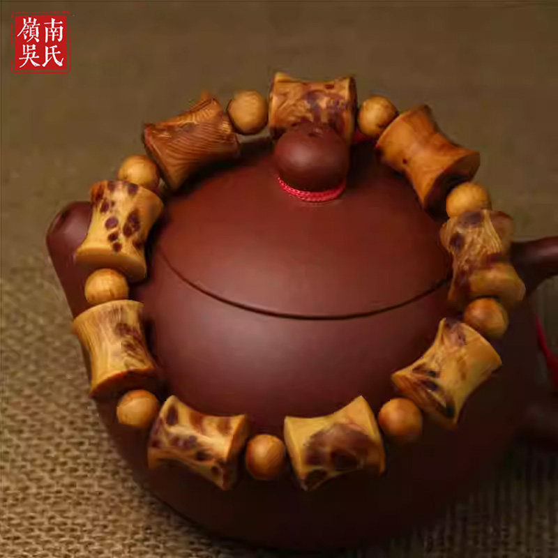自然瘤疤太行崖柏竹节手串雀眼火焰纹老料桶珠高油念珠手链男女款