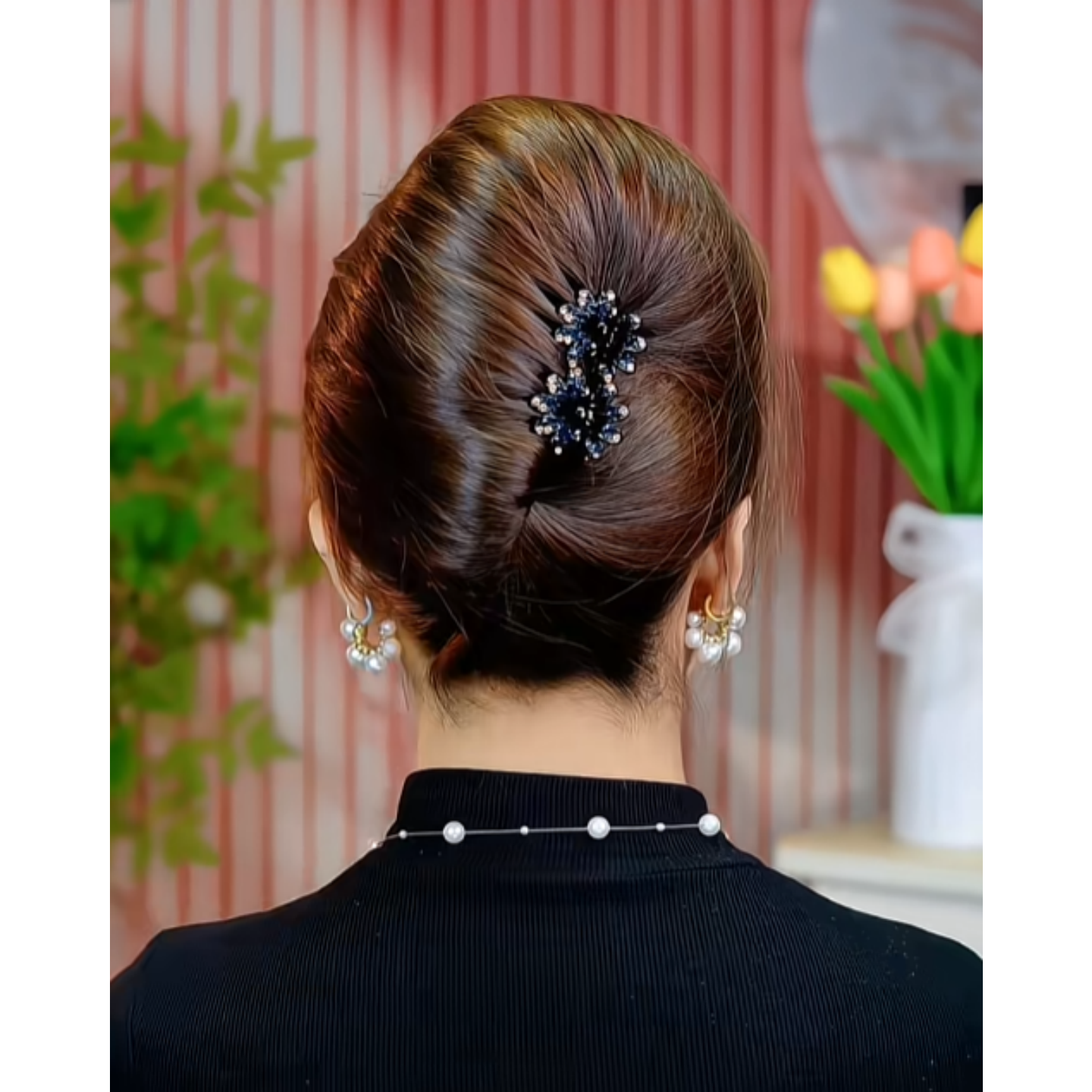 鱼骨披肩半扎发小抓夹盘发发夹女