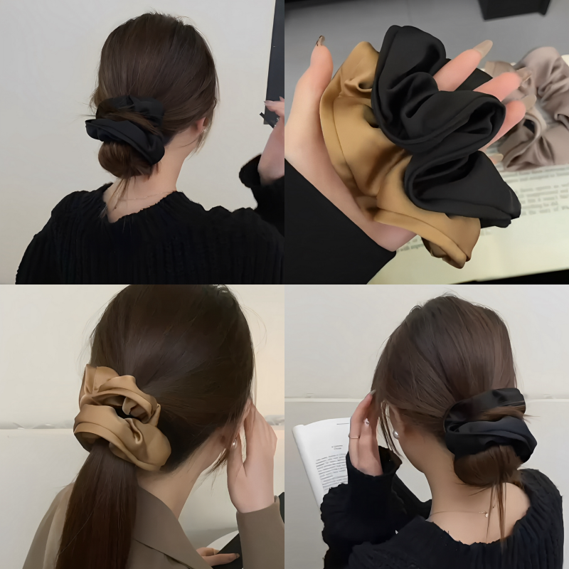 赵露思同款黑色大肠发圈简约百搭丸子头盘发发绳女2024新款高级感