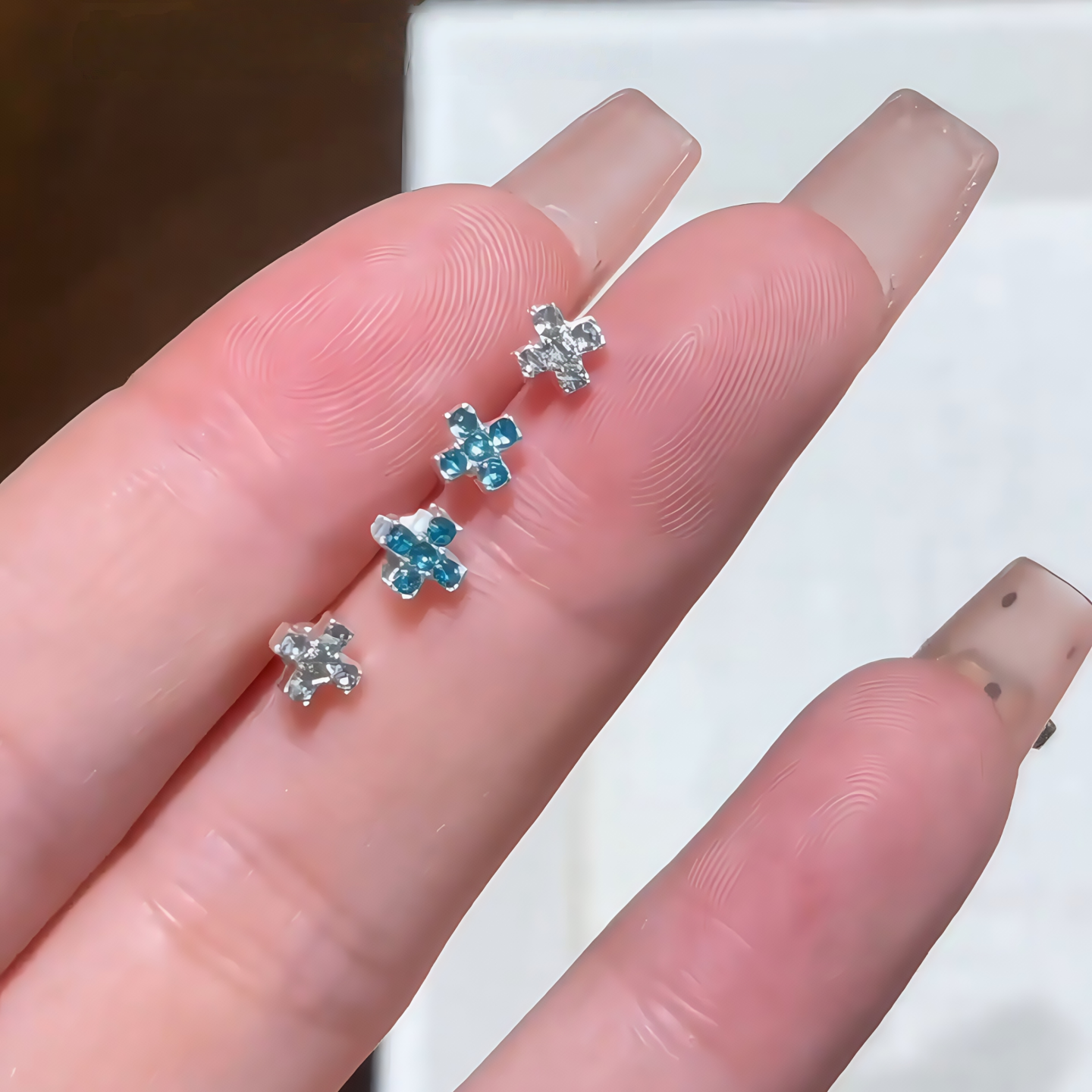 十字架闪钻耳骨钉耳蜗钉耳钉女