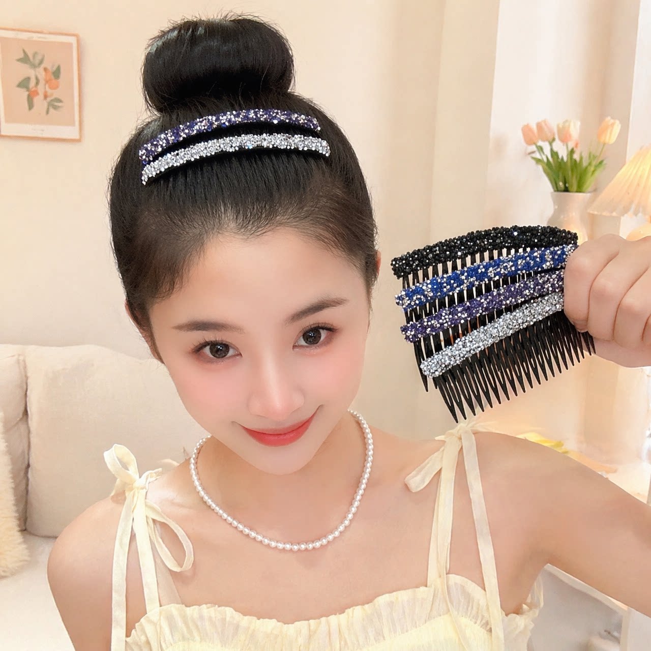 倒插梳刘海发梳碎发梳发夹女