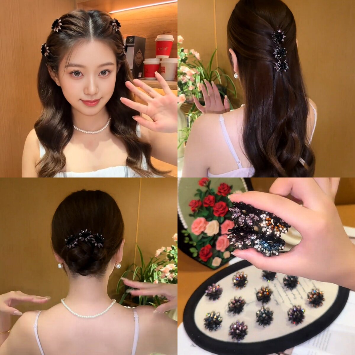 发夹女盘头发夹子后脑勺半扎发卡