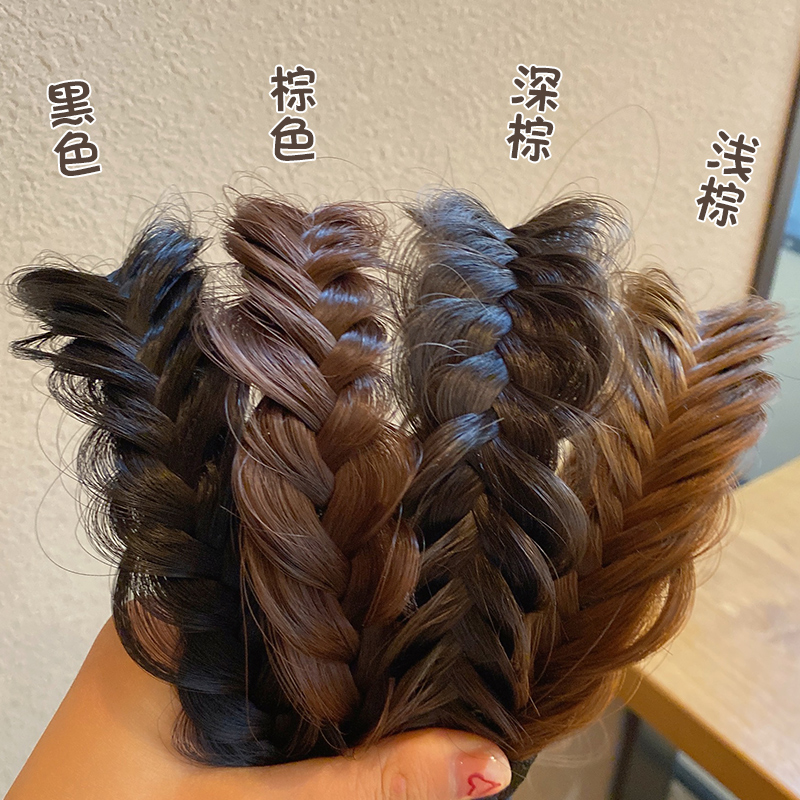 咪咖鱼骨辫假发发箍颅顶增高