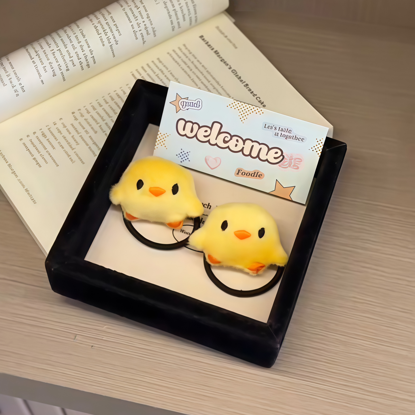 可爱小黄鸡发圈女萌趣扎马尾学生皮筋儿童头绳卖萌头饰送闺蜜头花