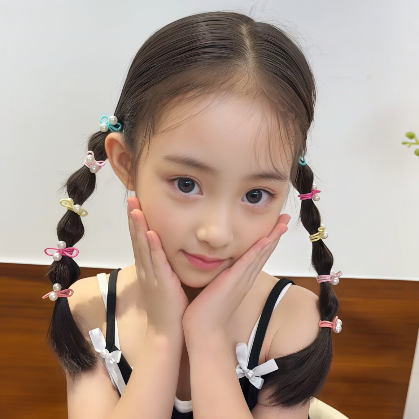 珍珠蝴蝶结发圈女童皮筋头绳