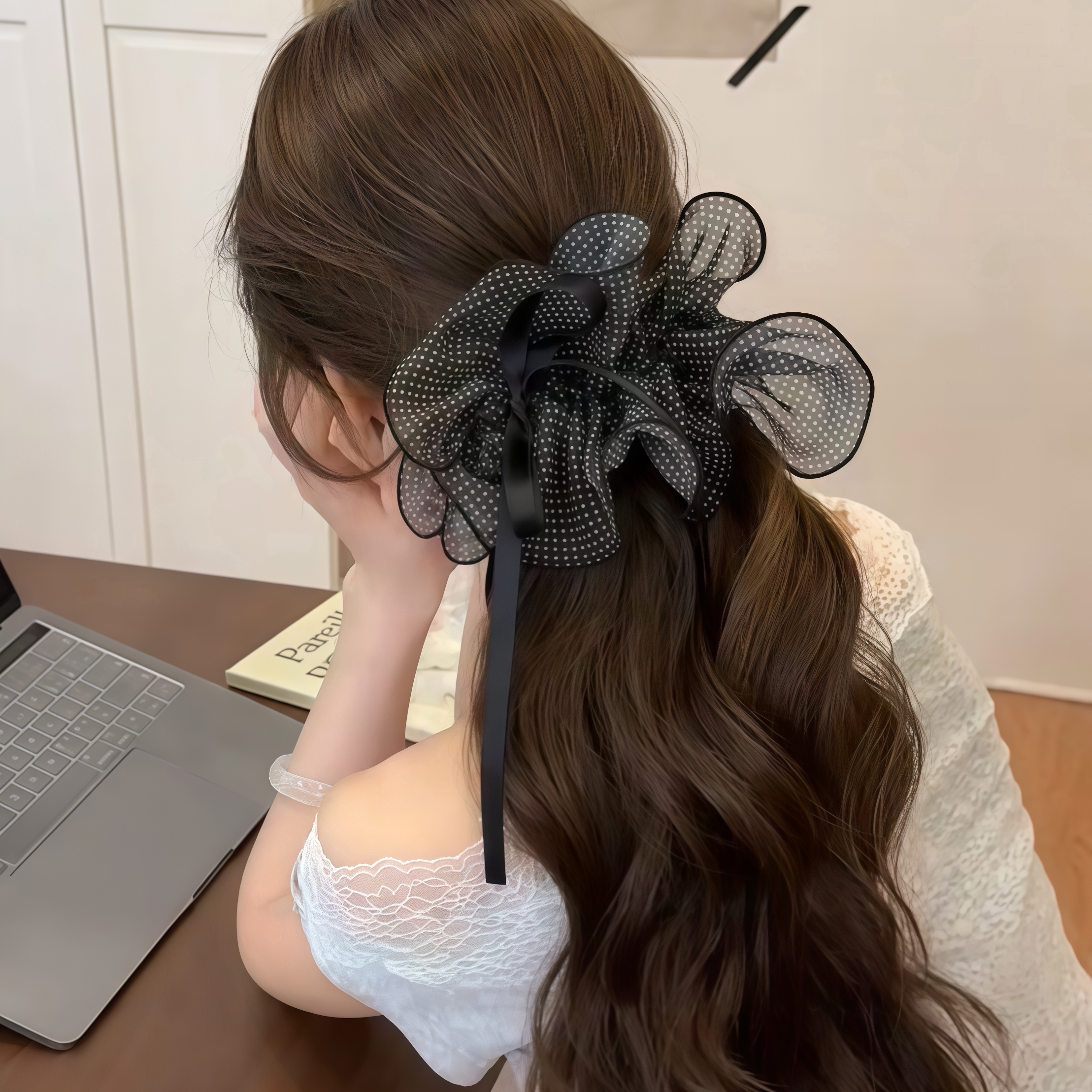 蝴蝶结香蕉夹女学院风半扎发抓夹
