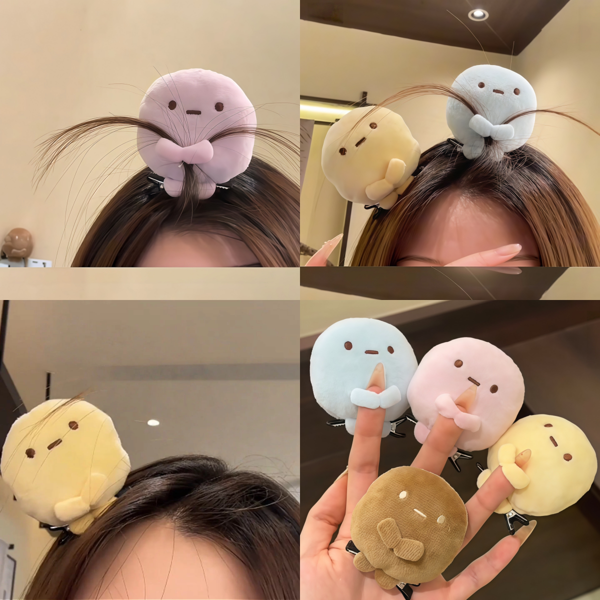 角落生物发夹女四色圆子发饰