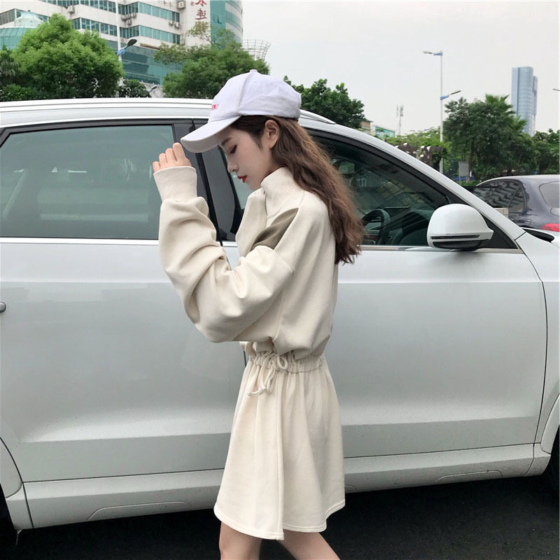 2024年新款时尚套装裙子显瘦早秋新款韩范收腰鱼尾卫衣初恋复古连